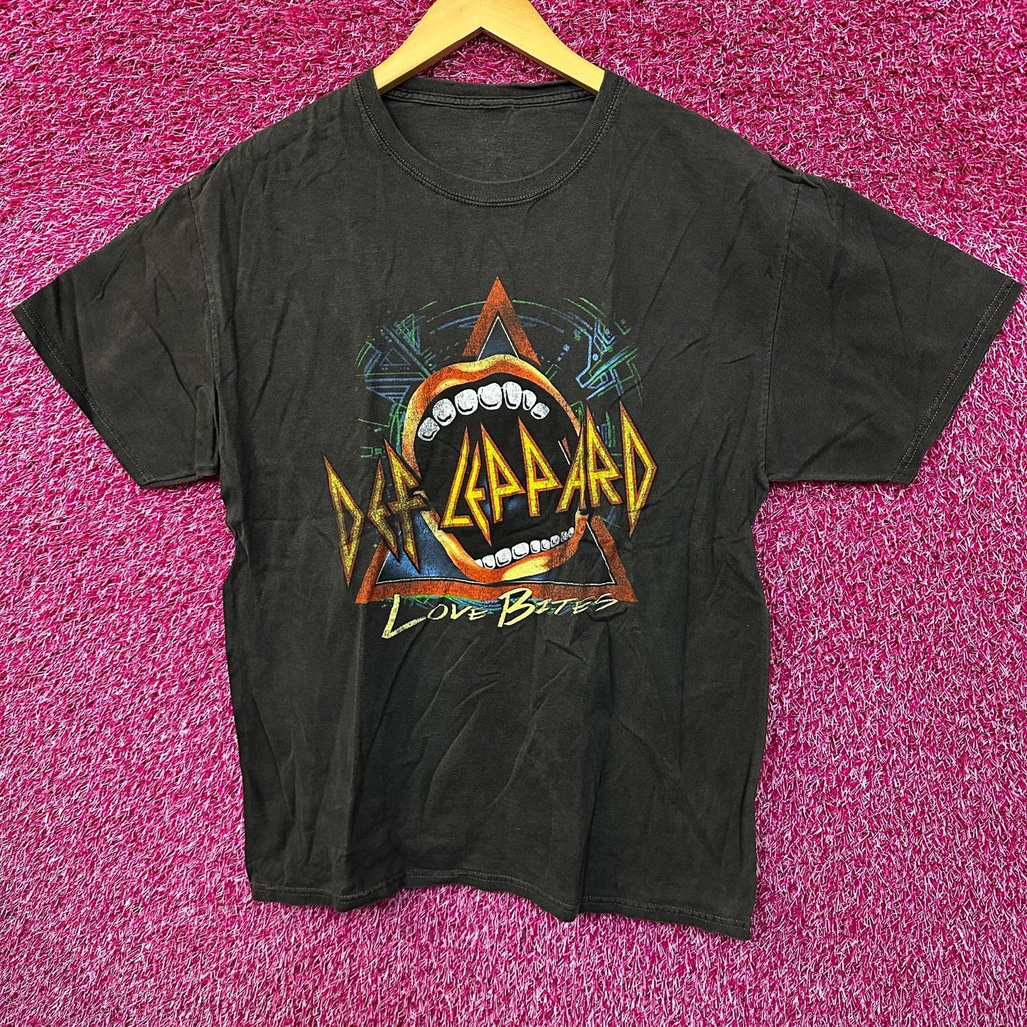 Def Leppard Loves Bites Mineral wash Rock Tshirt size Large