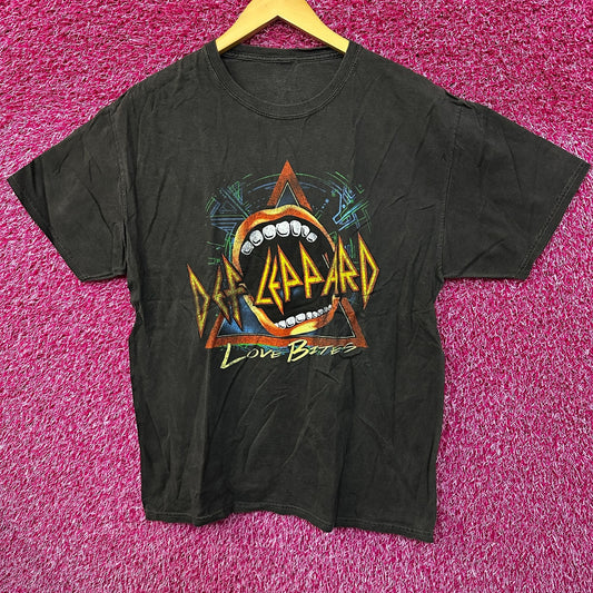 Def Leppard Loves Bites Mineral wash Rock Tshirt size Large