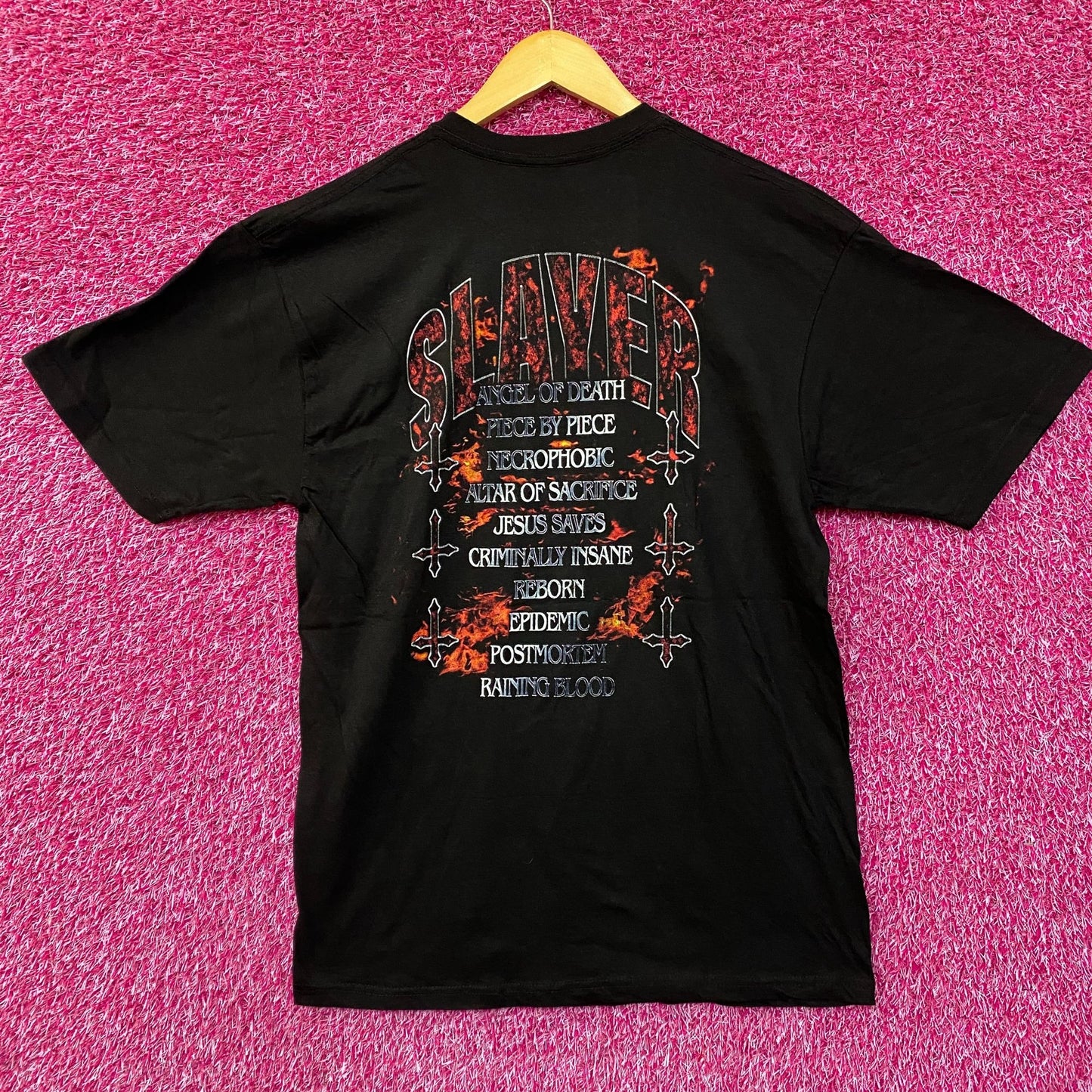 Slayer Reign in Blood Track-listing Heavy Metal Band Tee Large