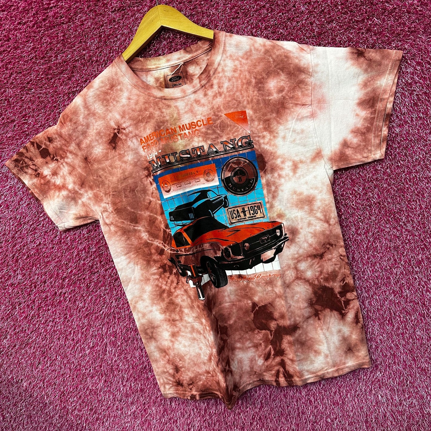 Ford Mustang Classic American Muscle Car Promo Tie Dye L