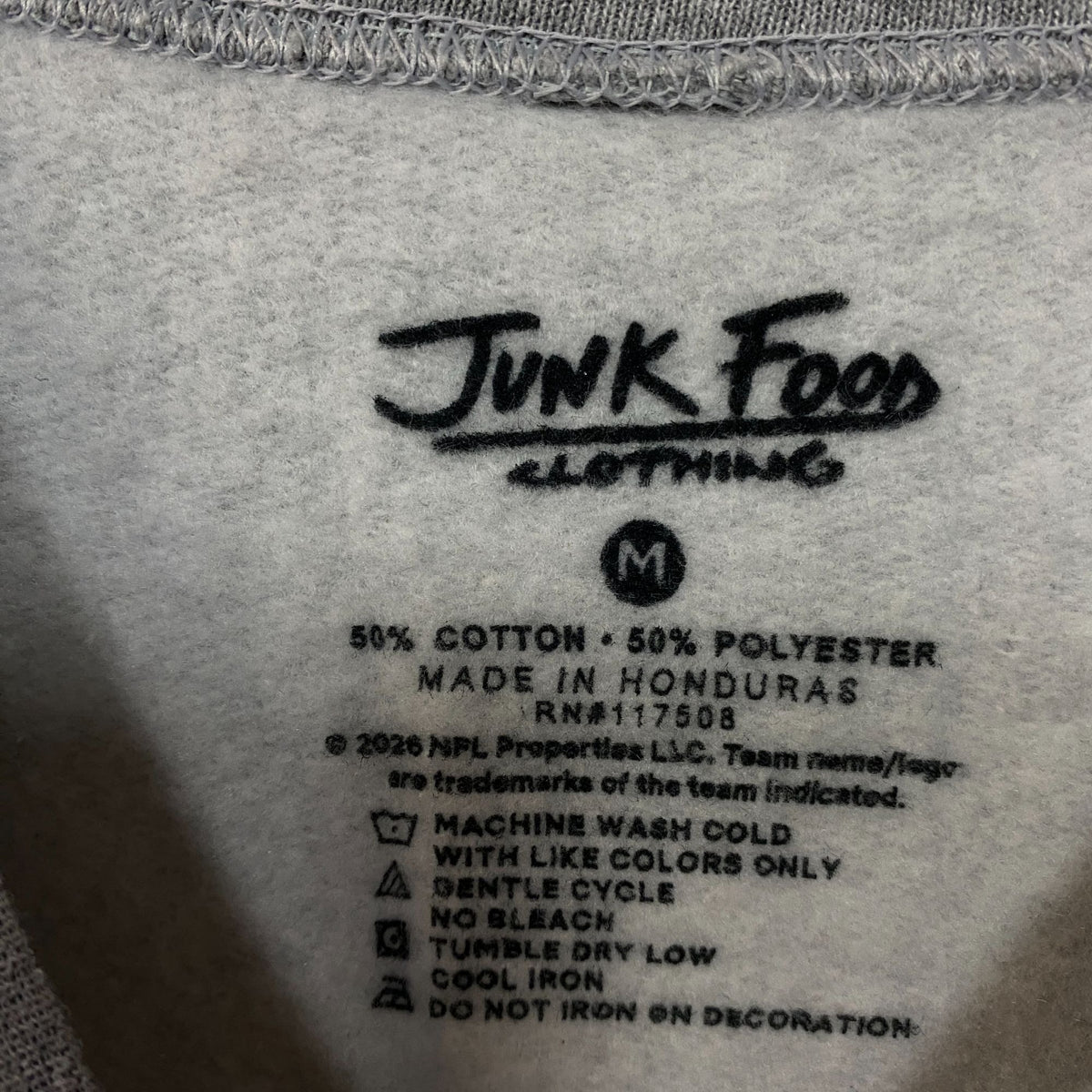 Junk Food Clothing Detroit Lions Heather Gray Crewneck Pullover Sweatshirt Medium