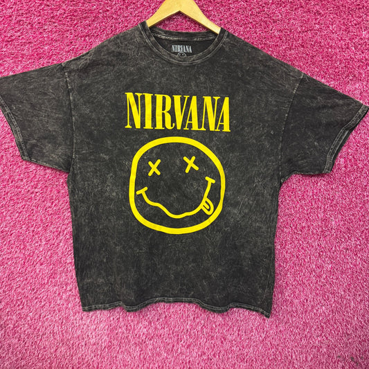 Nirvana Nevermind Tour Smiley Face Grunge Rock Band Tee 2XL