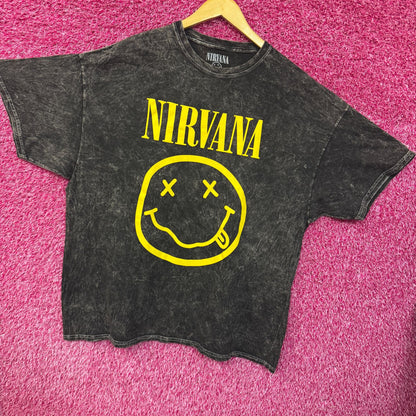 Nirvana Nevermind Tour Smiley Face Grunge Rock Band Tee 2XL