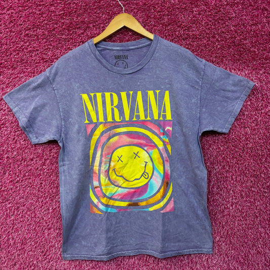 Nirvana Smiley Face Never Mind Grunge Mineral Wash Grunge Tshirt size Large