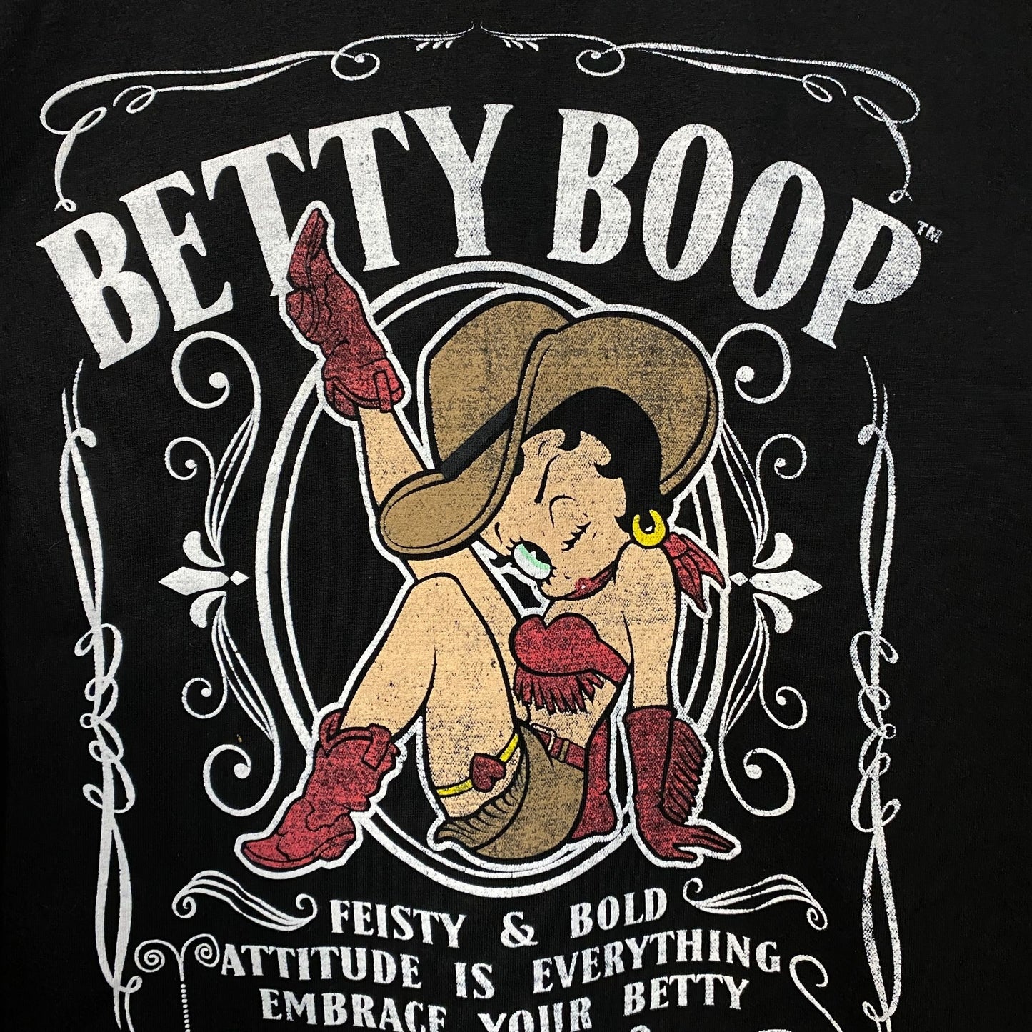 Betty Boop "Feisty & Bold" Cowgirl Cute Graphic T-Shirt Medium