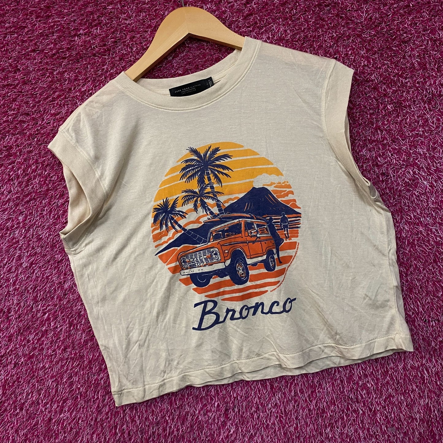 Junk Food Clothing Ford Bronco Sunset Graphic Tissue Crop Tank Small