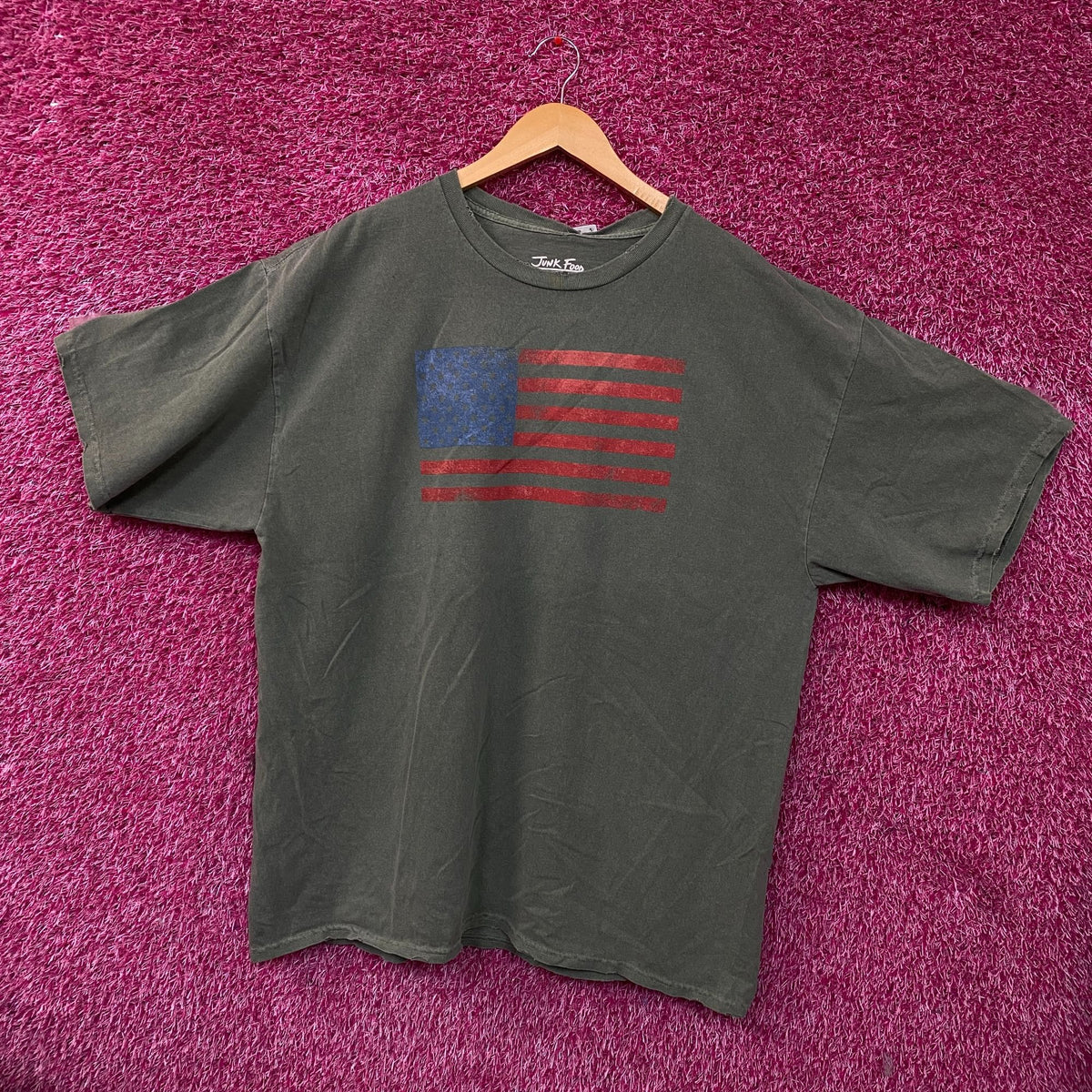 Junk Food American Flag Patriotic Olive Gray Tshirt size XL