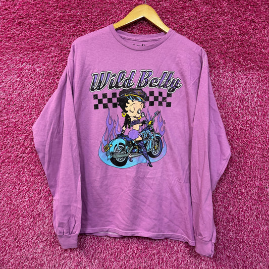 Biker Betty Easy Rider Motorcycle Betty Boop Long Sleeve M