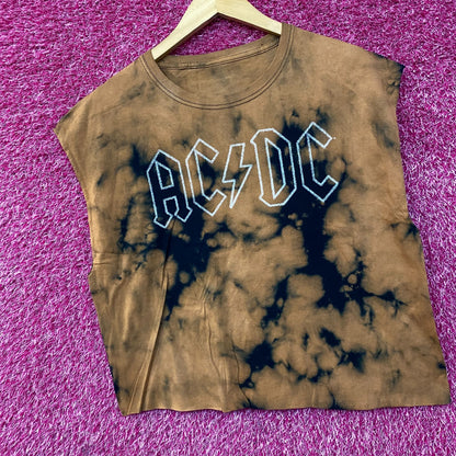 AC/DC Tie Dye Rock Band Sleeveless Croptop Medium