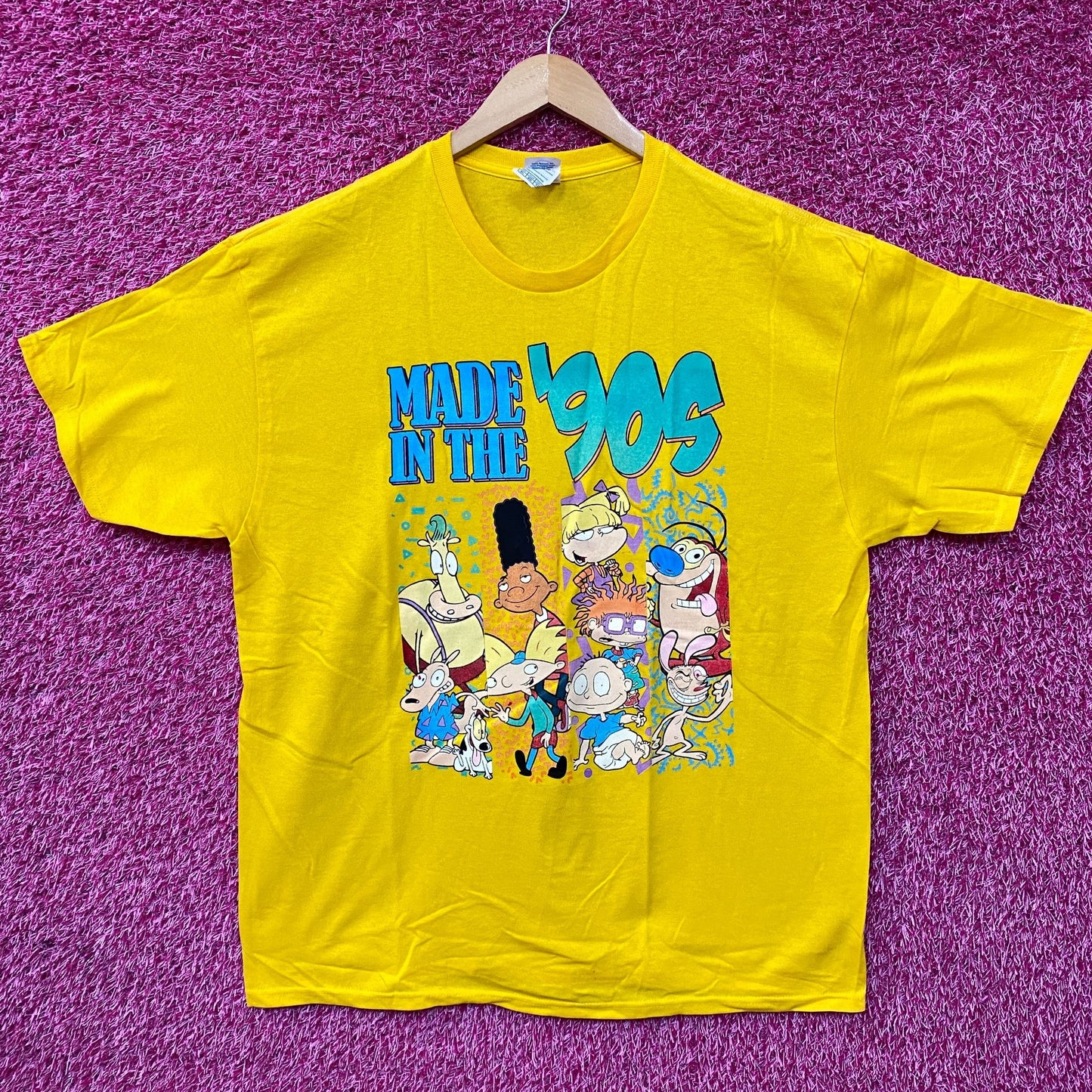 Nickelodeon Made In The 90s Hey Arnold Rugrats Ren Stimpy Rocko T-Shirt XL