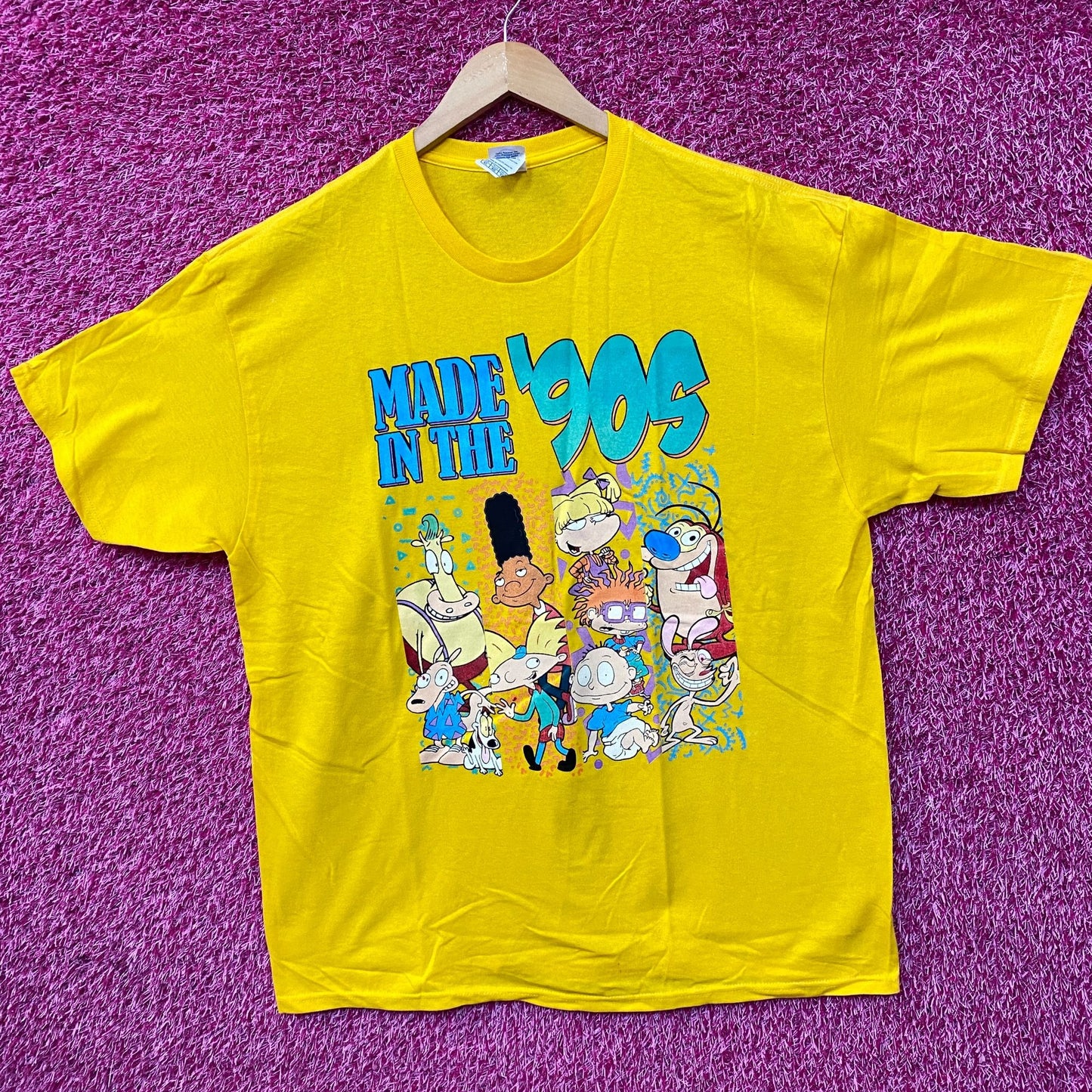 Nickelodeon Made In The 90s Hey Arnold Rugrats Ren Stimpy Rocko T-Shirt XL