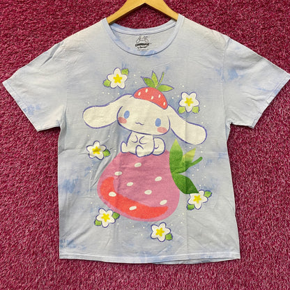 Sanrio Cinnamoroll Strawberry Kawaii Blue Graphic Print Shimmer T-Shirt Large