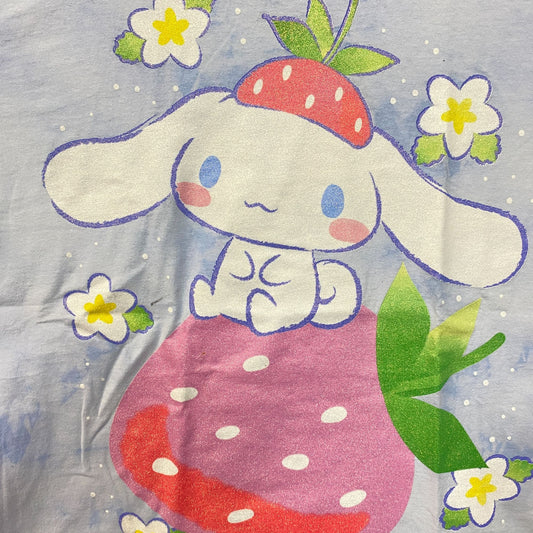 Sanrio Cinnamoroll Strawberry Kawaii Blue Graphic Print Shimmer T-Shirt Large