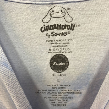 Sanrio Cinnamoroll Strawberry Kawaii Blue Graphic Print Shimmer T-Shirt Large