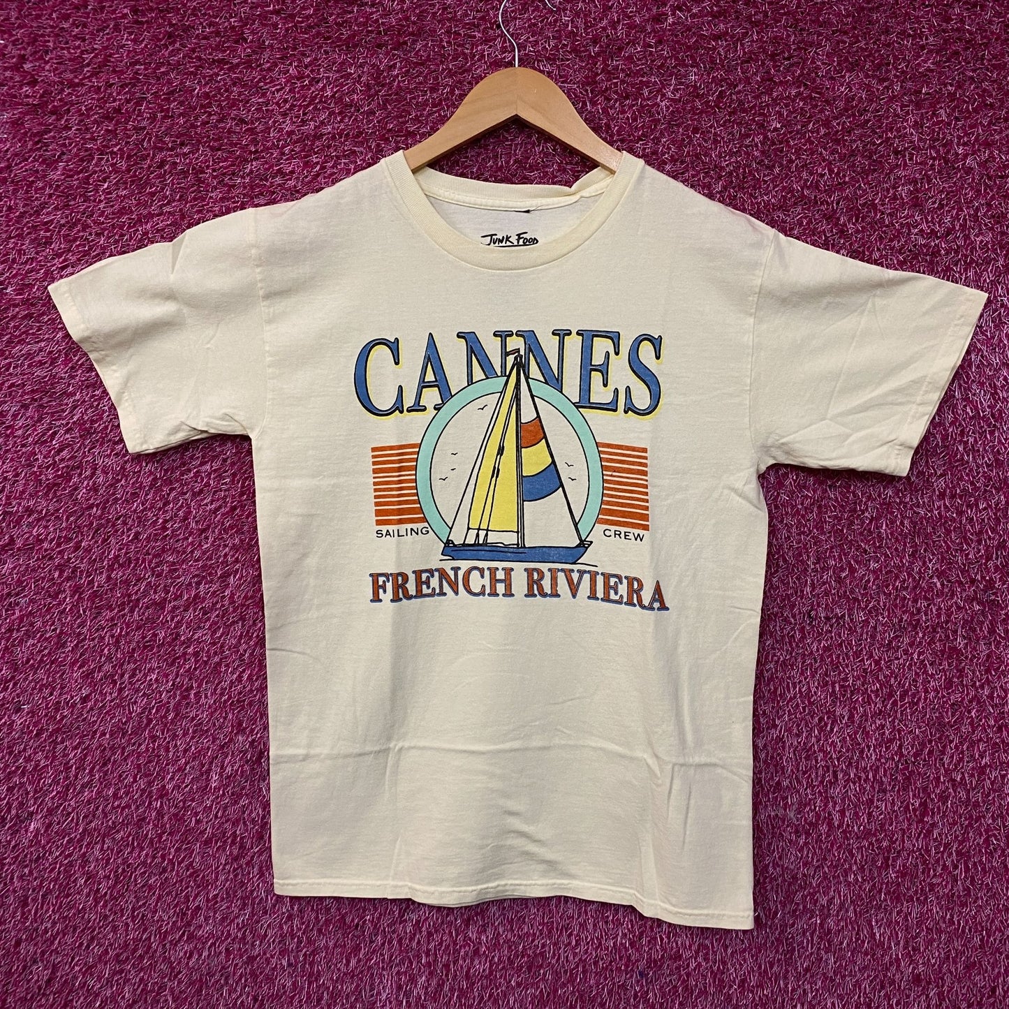 Junk Food Cannes Sailing Crew French Riviera Graphic T-Shirt Small