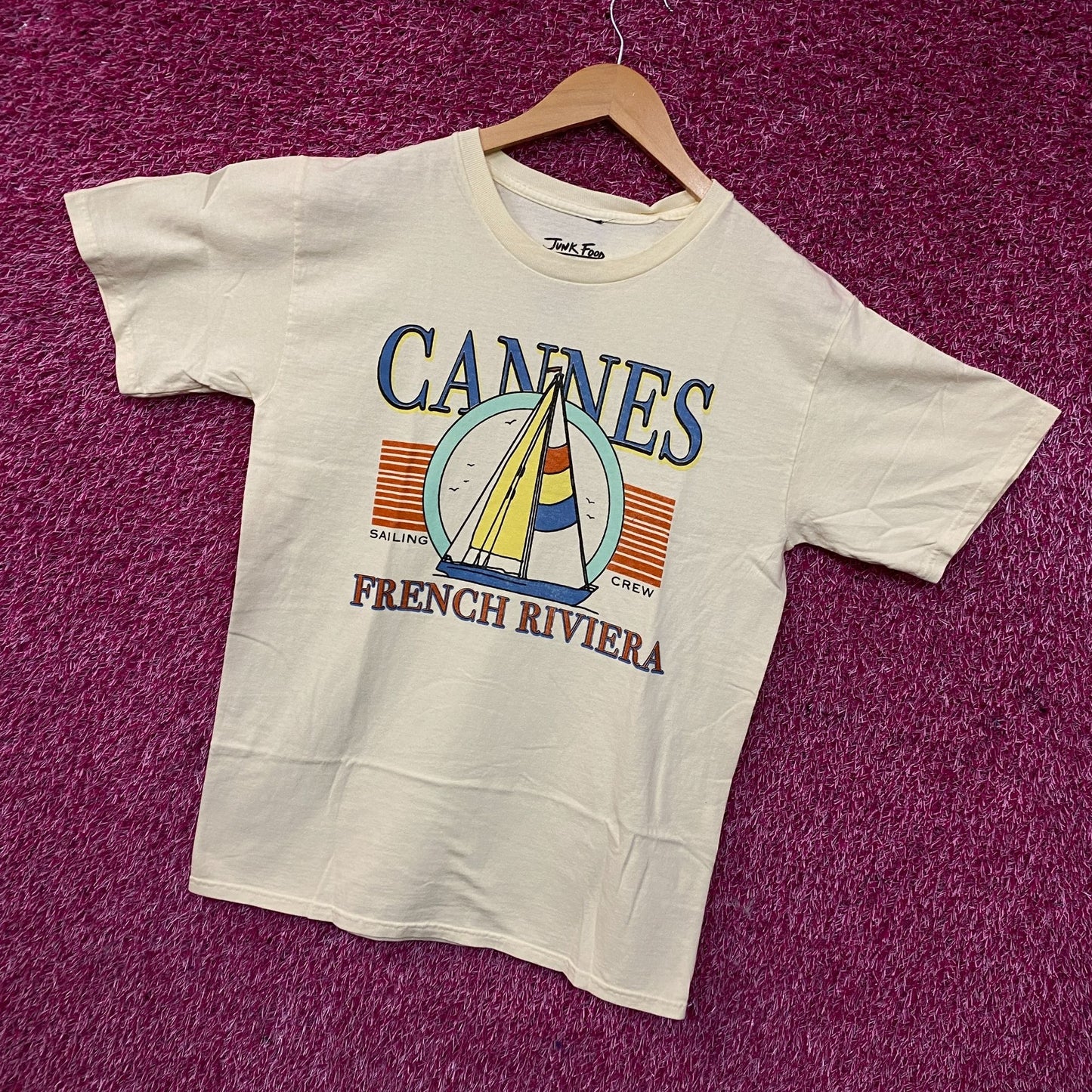 Junk Food Cannes Sailing Crew French Riviera Graphic T-Shirt Small