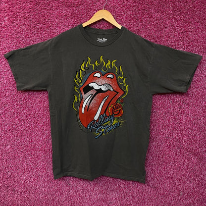 The Rolling Stones Flaming Hot Lips Graphic Rock T-Shirt Large