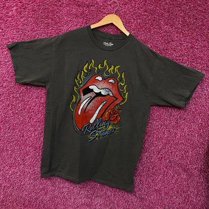The Rolling Stones Flaming Hot Lips Graphic Rock T-Shirt Large