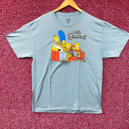 The Simpsons Classic Couch Graphic Design Blue T-Shirt Large