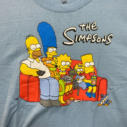 The Simpsons Classic Couch Graphic Design Blue T-Shirt Large