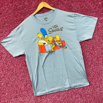 The Simpsons Classic Couch Graphic Design Blue T-Shirt Large