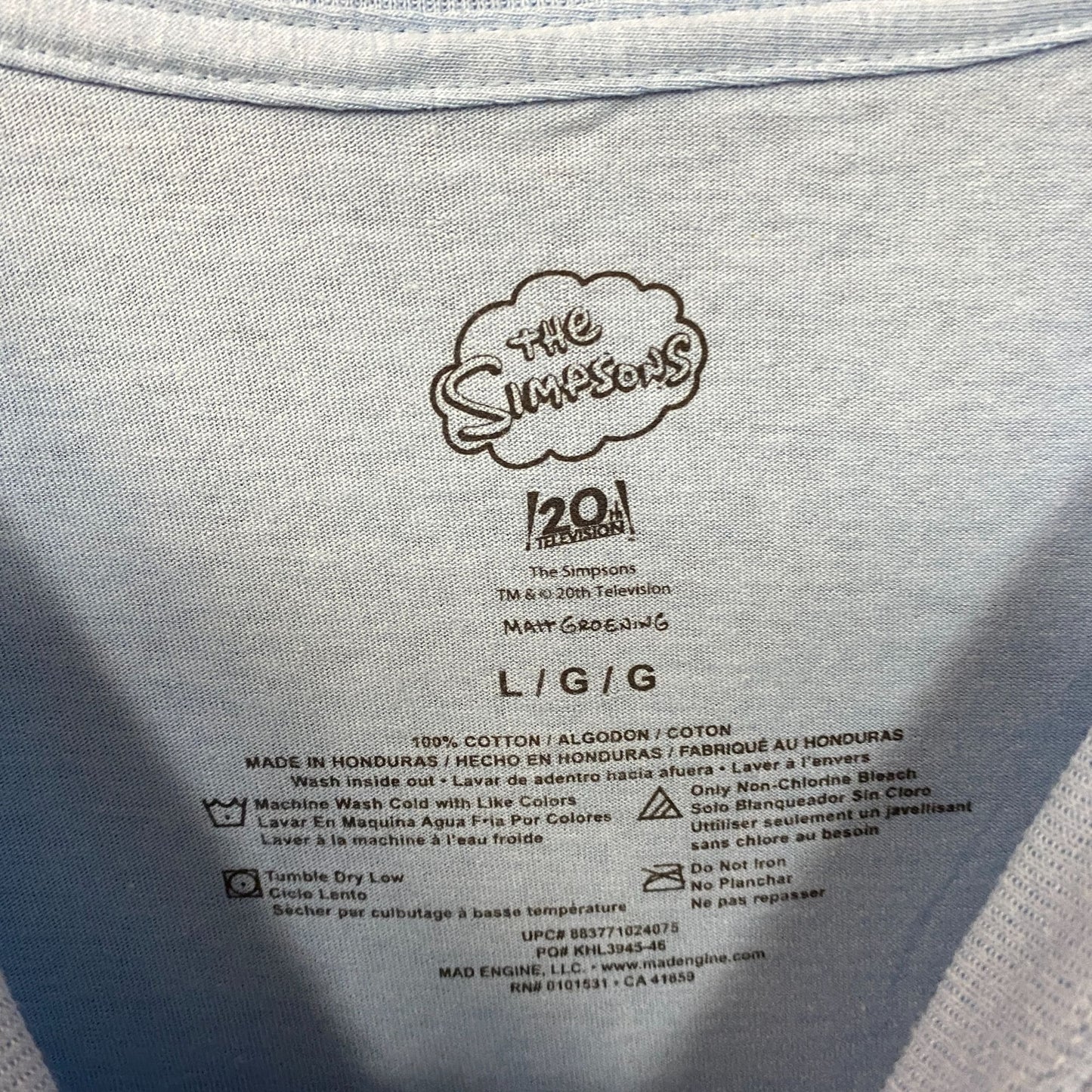 The Simpsons Classic Couch Graphic Design Blue T-Shirt Large