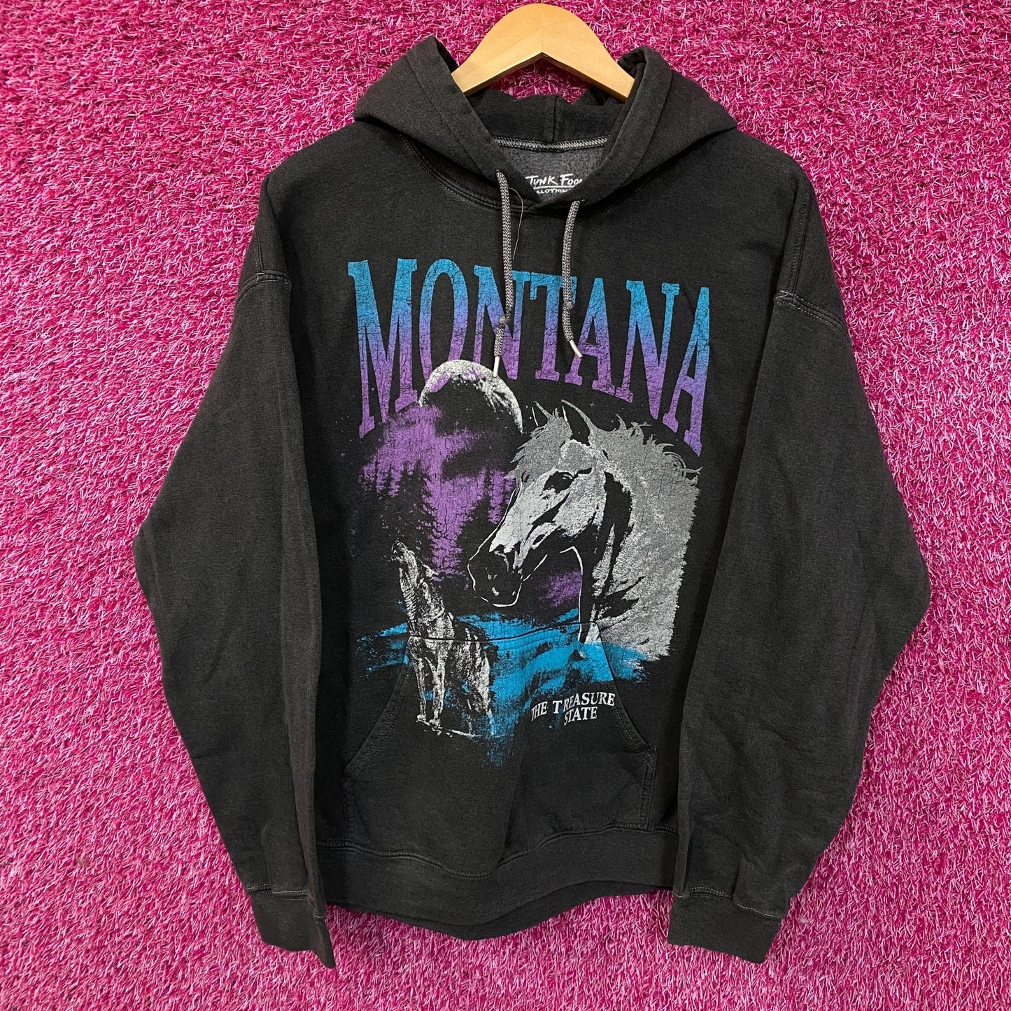 Junk Food Montana Treasure State Graphic Hoodie Sweatshirt Medium
