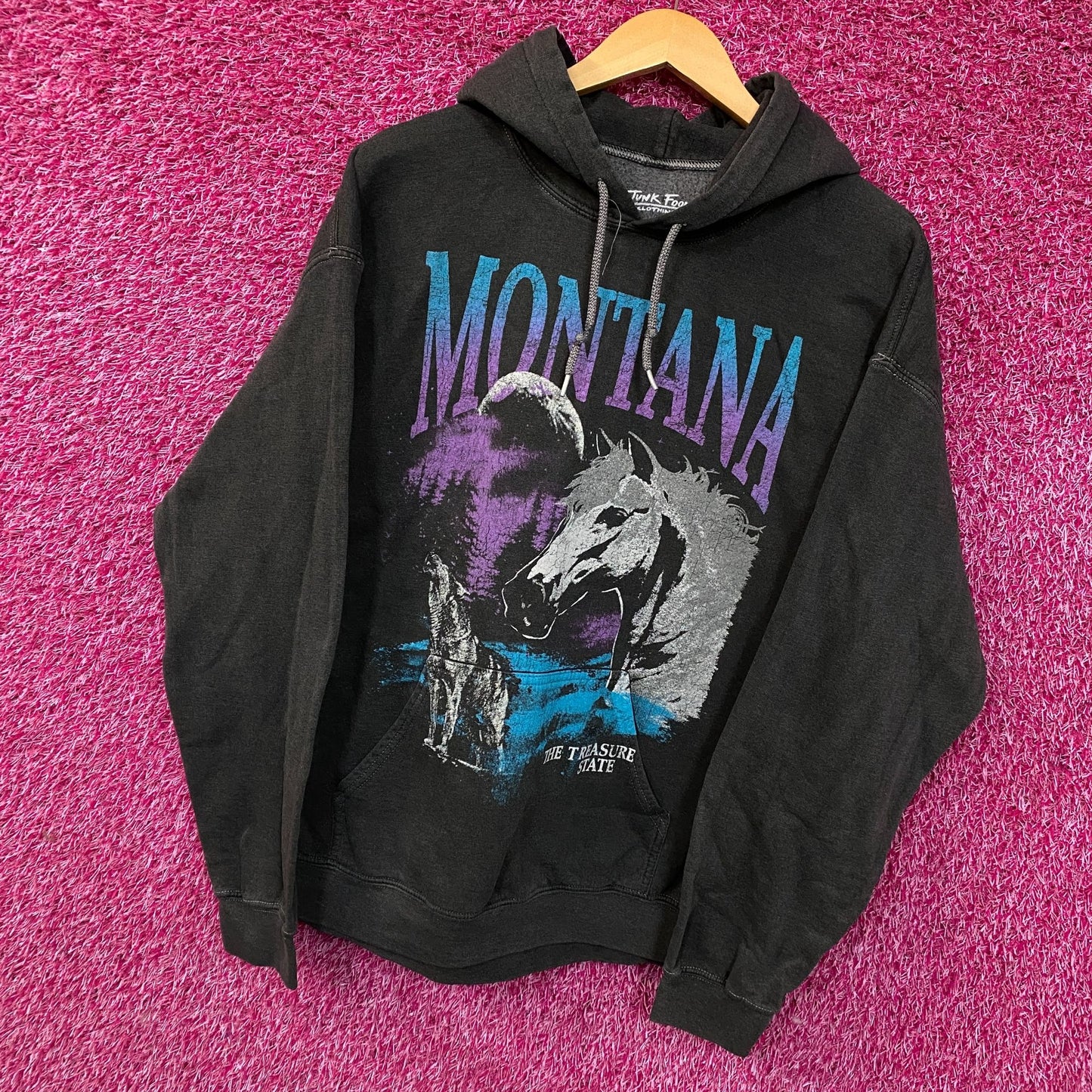 Junk Food Montana Treasure State Graphic Hoodie Sweatshirt Medium