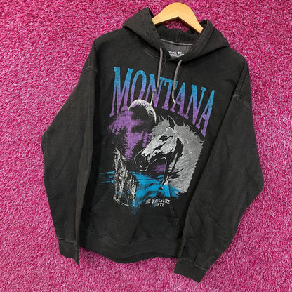 Junk Food Montana Treasure State Graphic Hoodie Sweatshirt Medium