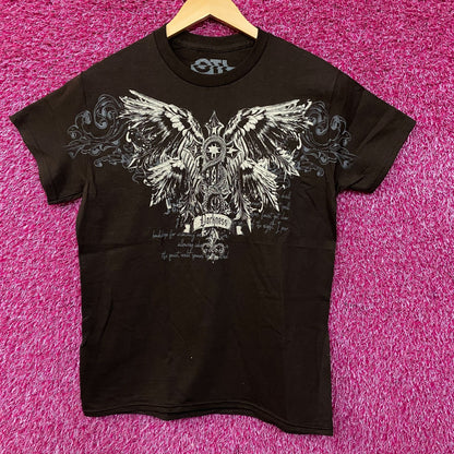 Darkness Gothic Winged Cross Graphic T-Shirt Small