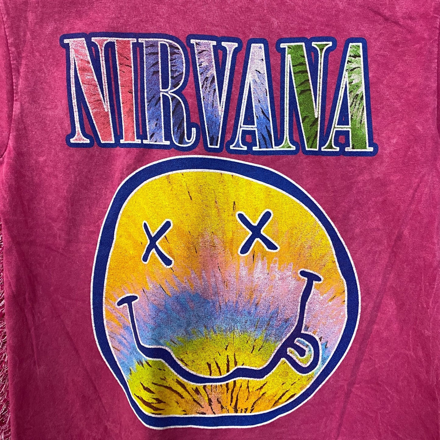 Nirvana Nevermind Tour Watercolor Smiley Grunge Band Tee S