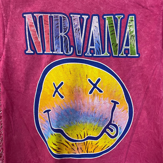 Nirvana Nevermind Tour Watercolor Smiley Grunge Band Tee S