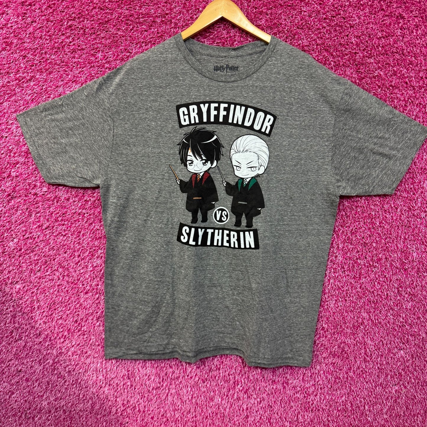 Harry Potter Gryffindor vs Draco Malfoy Slytherin chibi style T-shirt size 2xl
