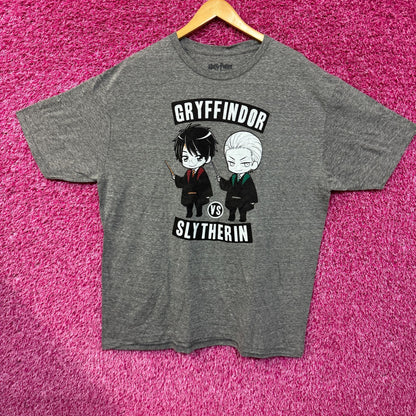 Harry Potter Gryffindor vs Draco Malfoy Slytherin chibi style T-shirt size 2xl