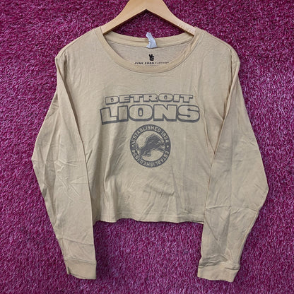 Junk Food Clothing Detroit Lions Women's Long Sleeve Crop Top Small