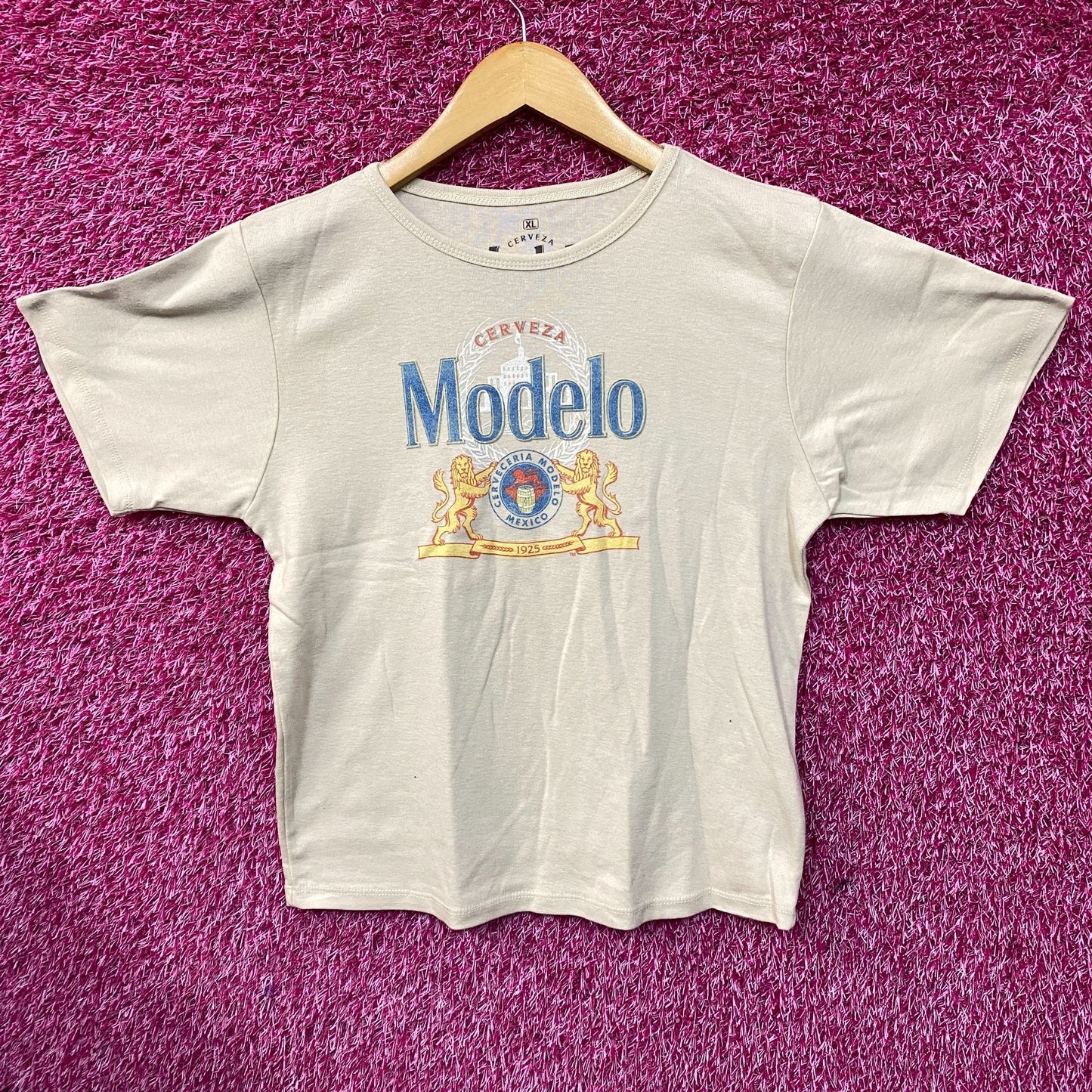 Modelo Cerveza Vintage Style Beige Crop Top XL