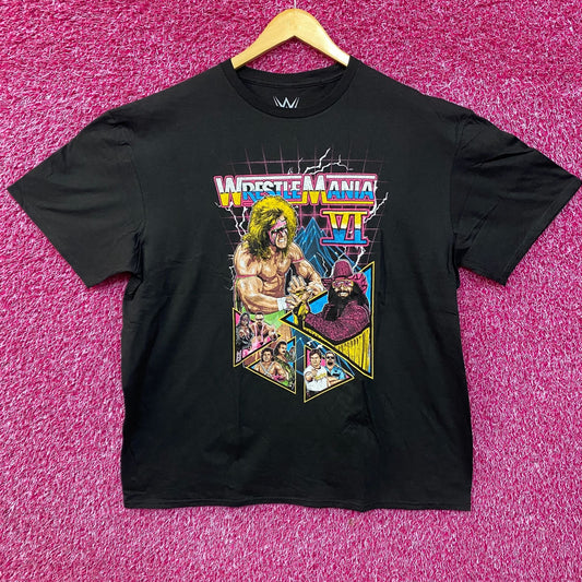 WWE Wrestlemania VI Black Short Sleeve Graphic T-Shirt  2XL