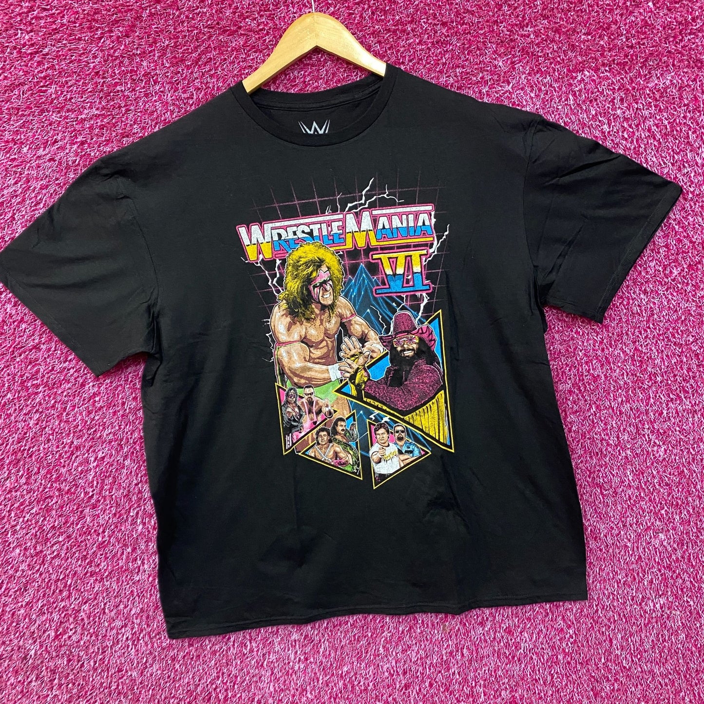 WWE Wrestlemania VI Black Short Sleeve Graphic T-Shirt  2XL