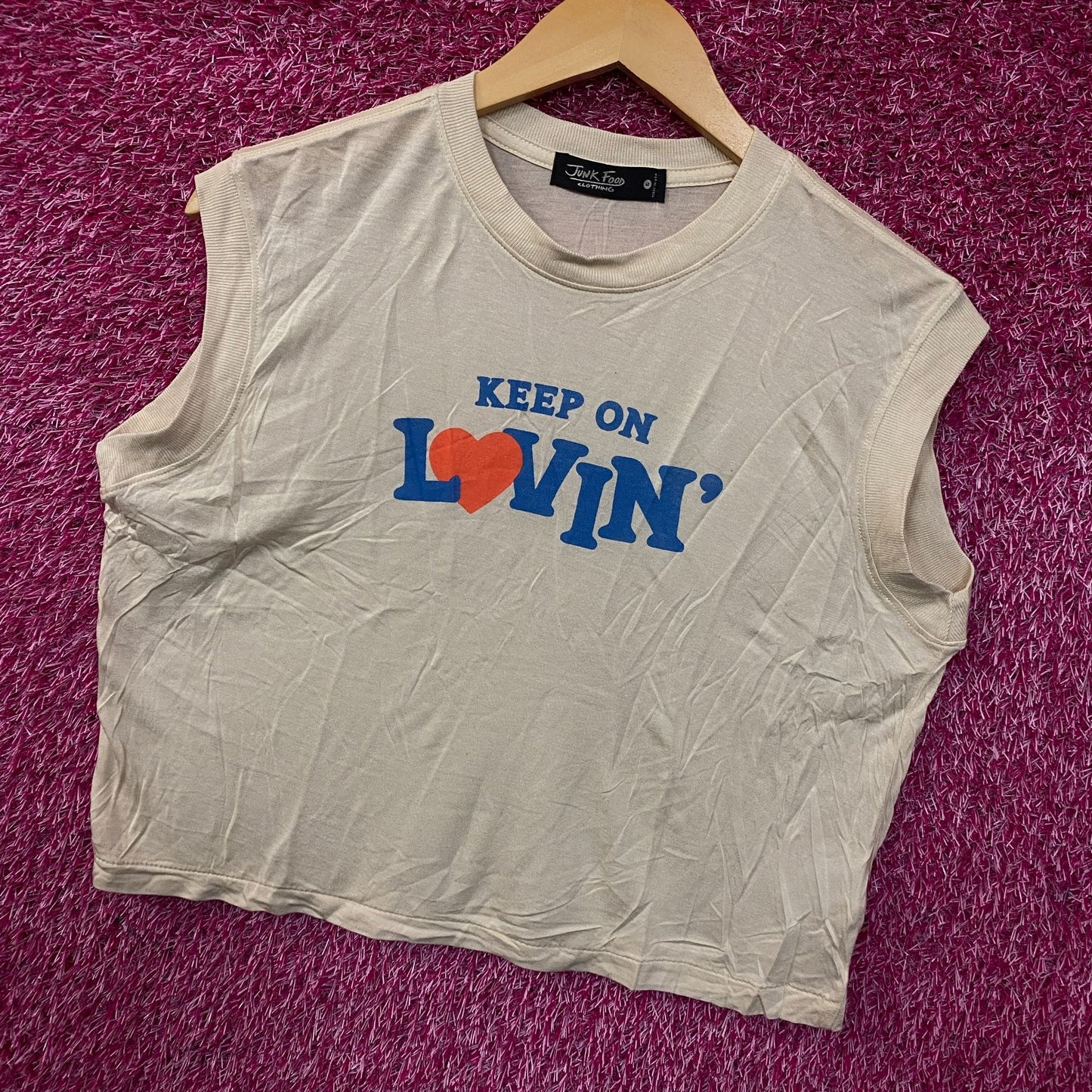 Junk Food Clothing Women's Keep on Lovin' Vintage Tissue Tank Small