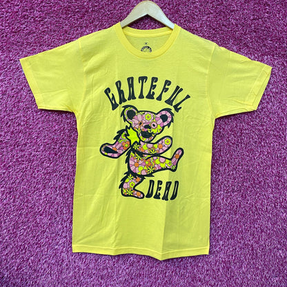 Grateful Dead Dancing Bear Flower Yellow T-Shirt Medium