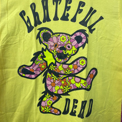 Grateful Dead Dancing Bear Flower Yellow T-Shirt Medium
