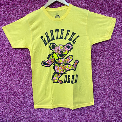 Grateful Dead Dancing Bear Flower Yellow T-Shirt Medium
