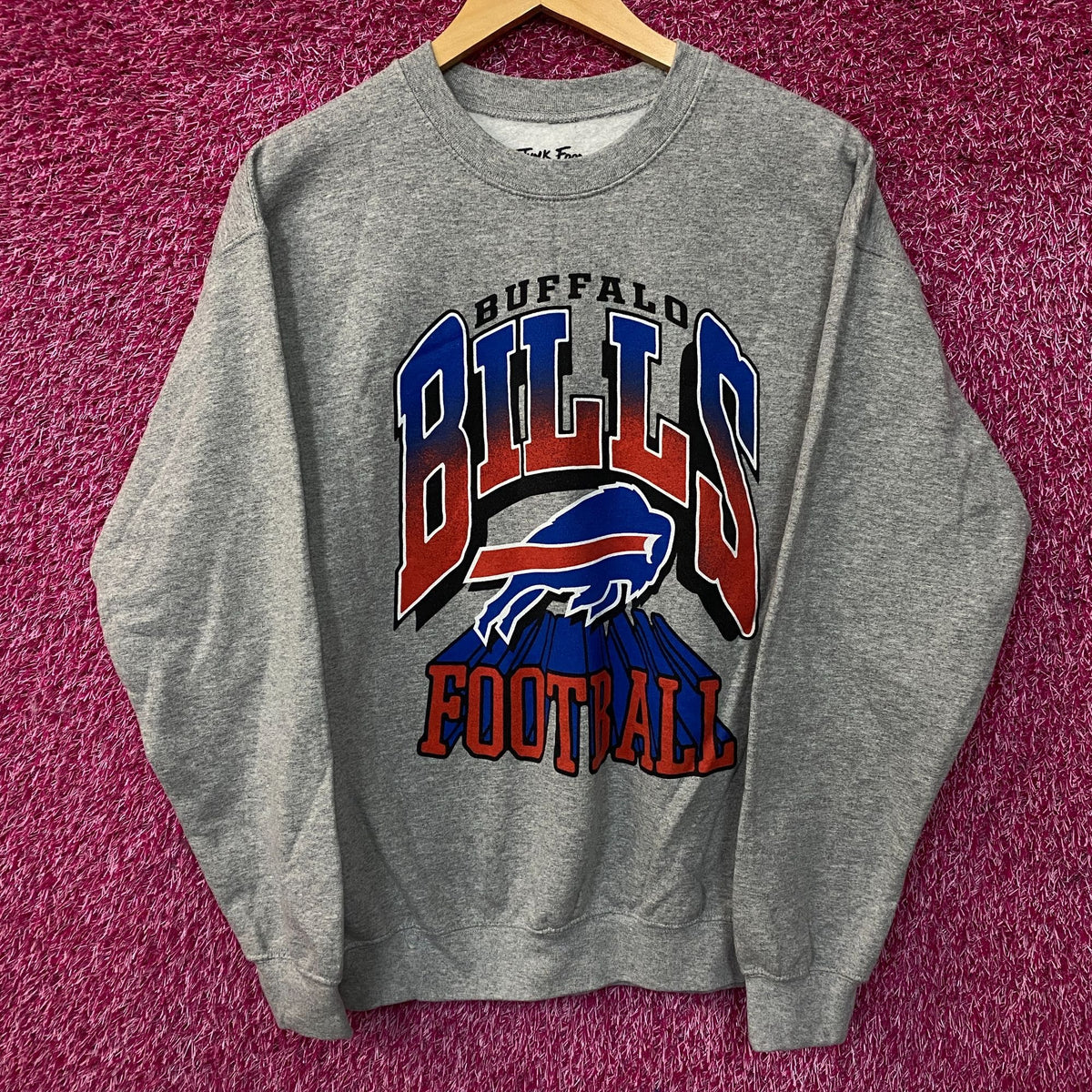 Junk Food Clothing Buffalo Bills Heathered Gray Crewneck Pullover Sweatshirt Small