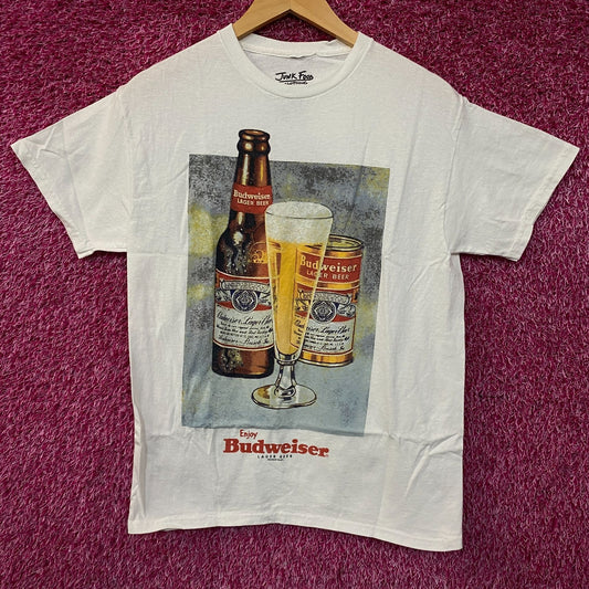 Junk Food Budweiser Bottle Glass Can Graphic T-Shirt Small