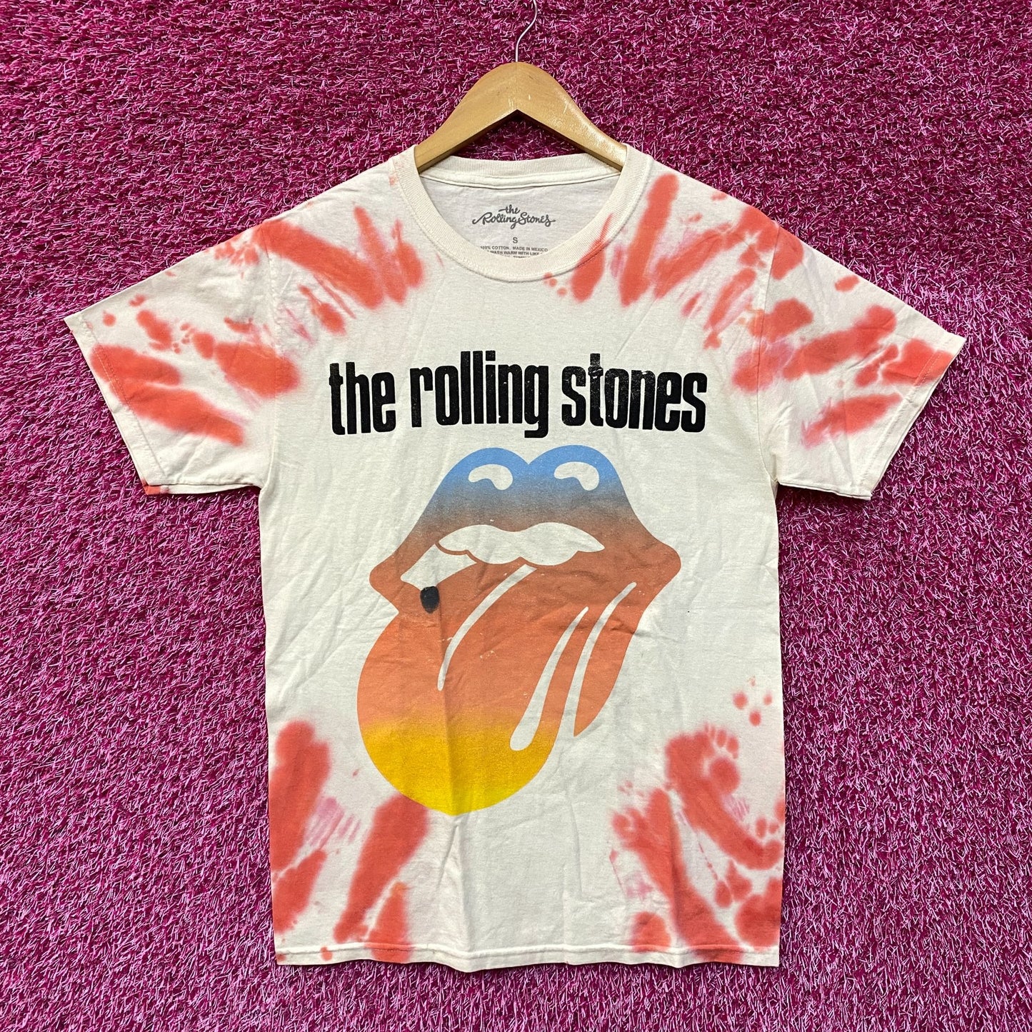 The Rolling Stones Sunset Rock Distressed Tie Dye Tshirt size Small