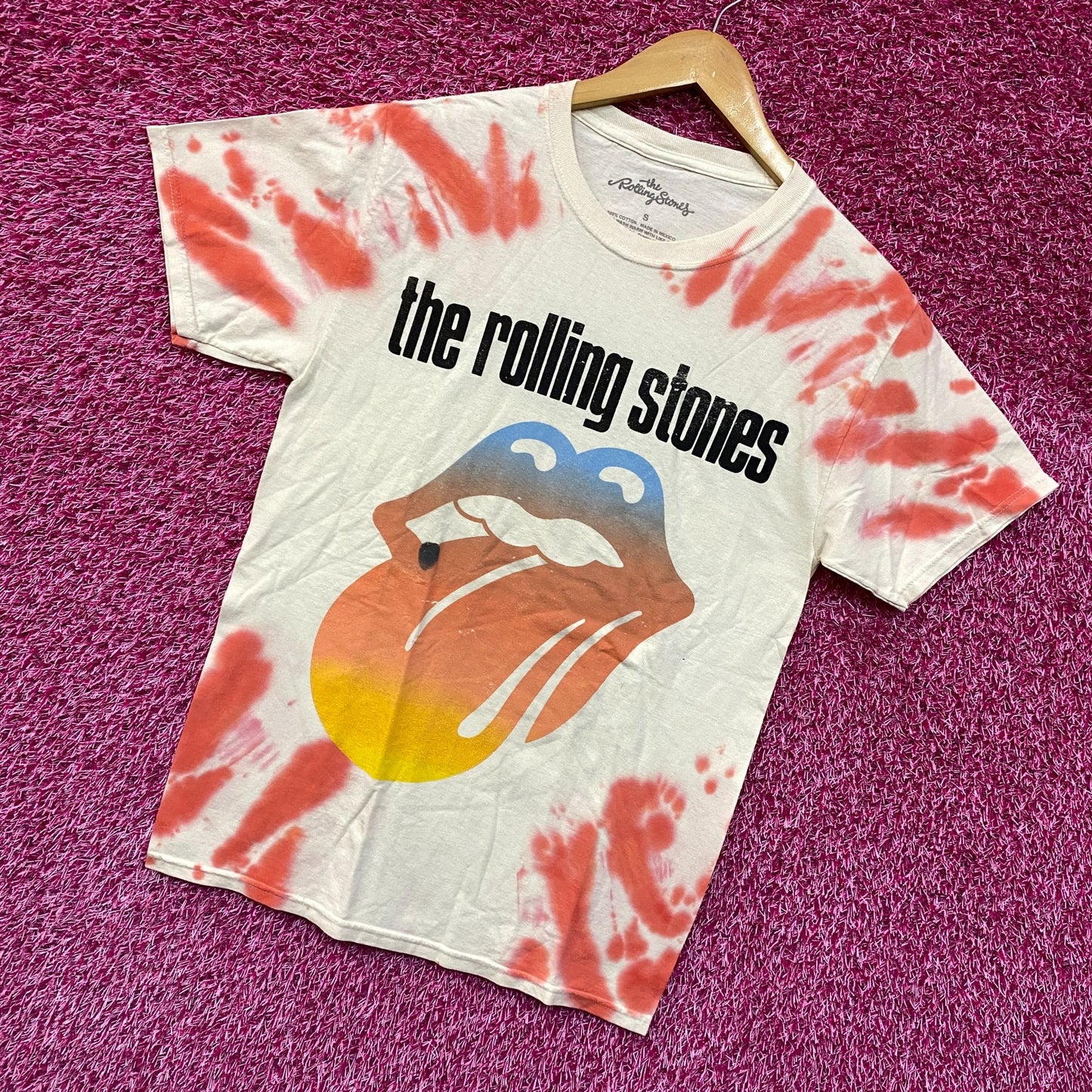 The Rolling Stones Sunset Rock Distressed Tie Dye Tshirt size Small
