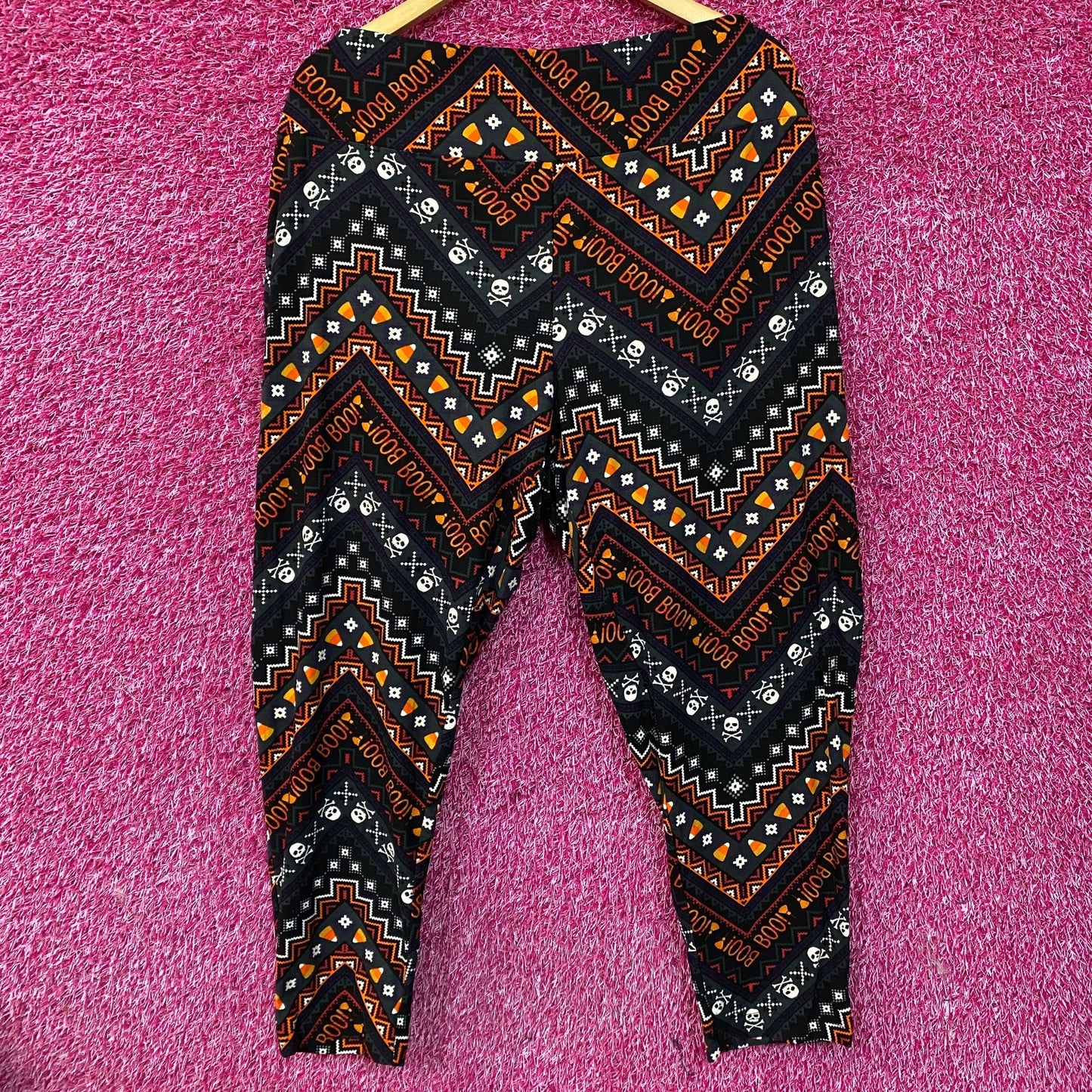 Terra & Sky Halloween Boo Skull Cross Bone High Rise Leggings XL