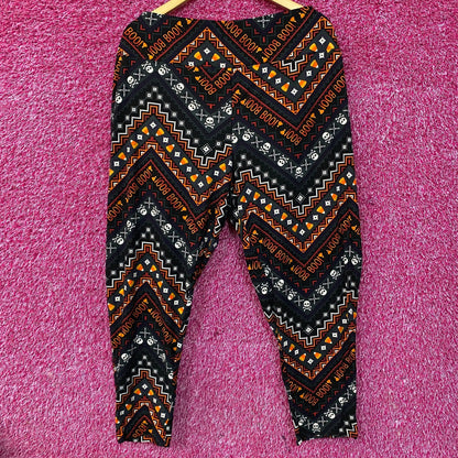 Terra & Sky Halloween Boo Skull Cross Bone High Rise Leggings XL