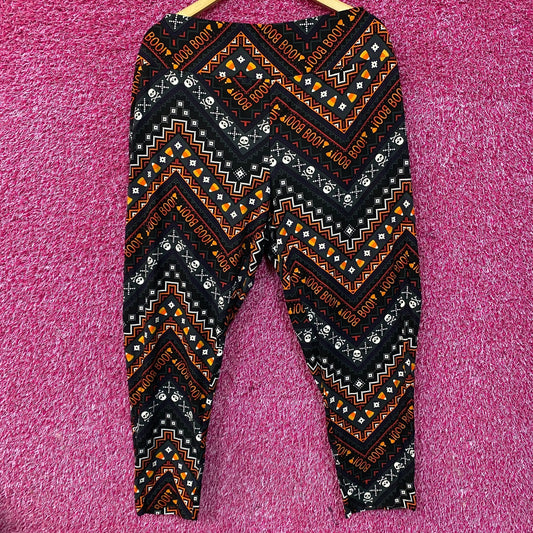 Terra & Sky Halloween Boo Skull Cross Bone High Rise Leggings XL