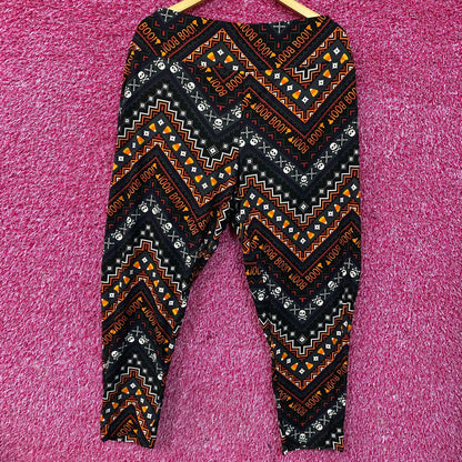 Terra & Sky Halloween Boo Skull Cross Bone High Rise Leggings XL